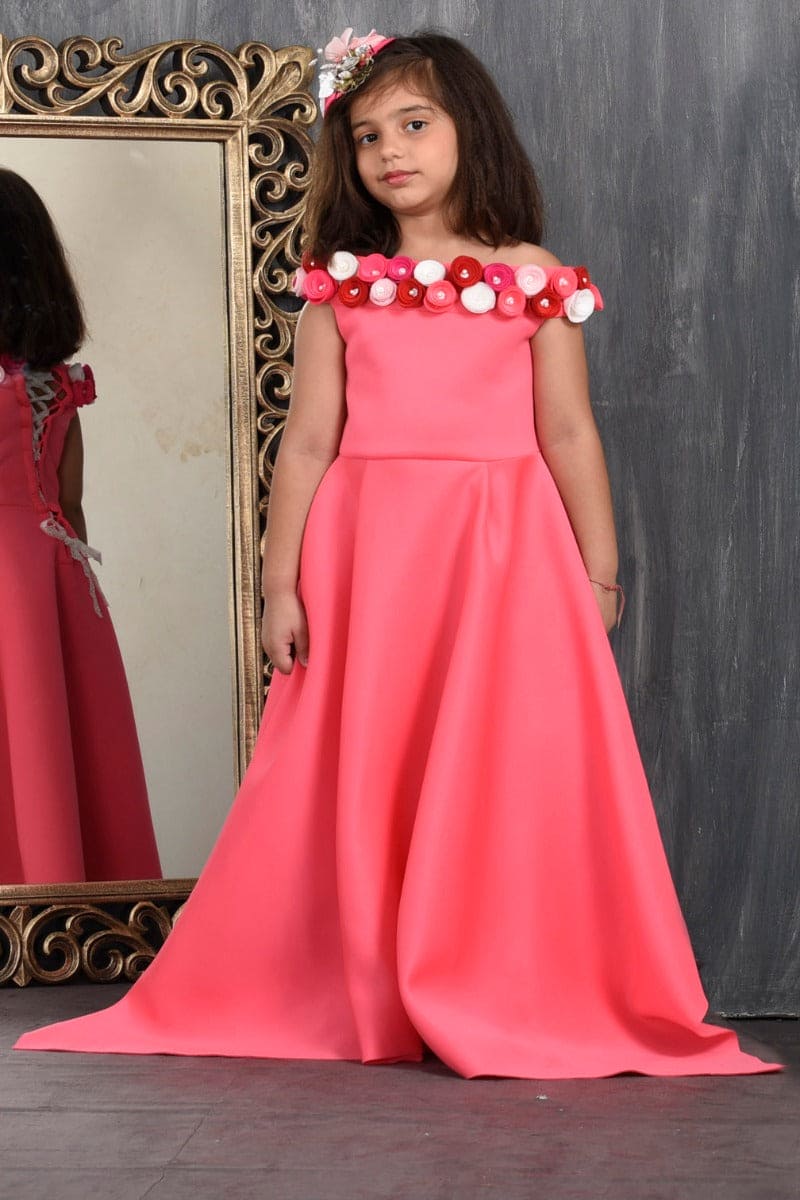 Long Tiered Frill Gown for Toddlers  Tiered Ruffle Wedding Dress