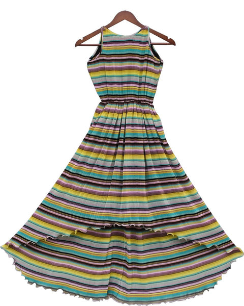 Pre-Order: Pleated Printed High Low Dress