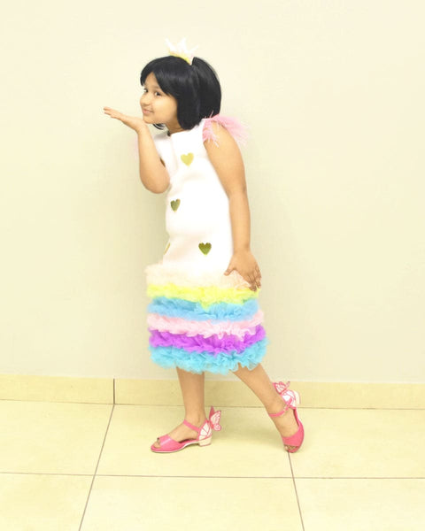 Pre-Order: Knee Length White Hearts Dress