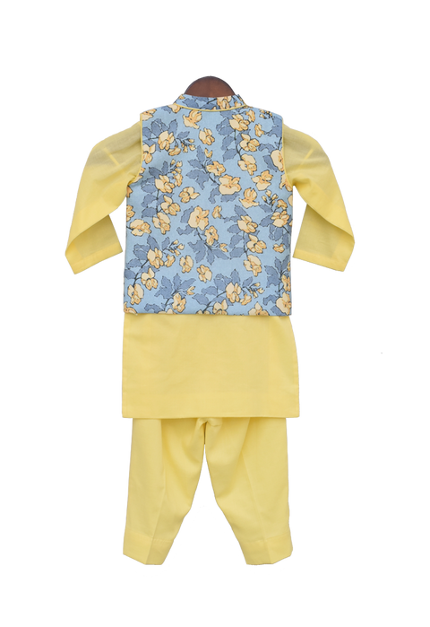 Pre-Order: Printed Nehru Jacket with Kurta & Pant