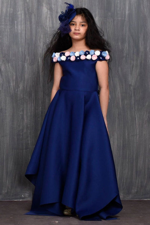 Pre-Order: Scuba Asymmetric Maxi Dress-Blue
