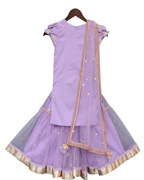 Pre-Order: Purple Embroidery Kurti with Purple Sharara