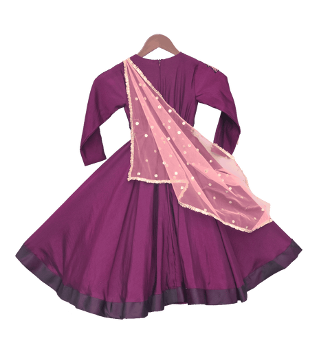 Pre-Order: Purple Anarkali With Pink Dupatta