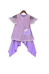 Pre-Order: Purple Butti Net Kurti with Dhoti
