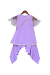Pre-Order: Purple Butti Net Kurti with Dhoti