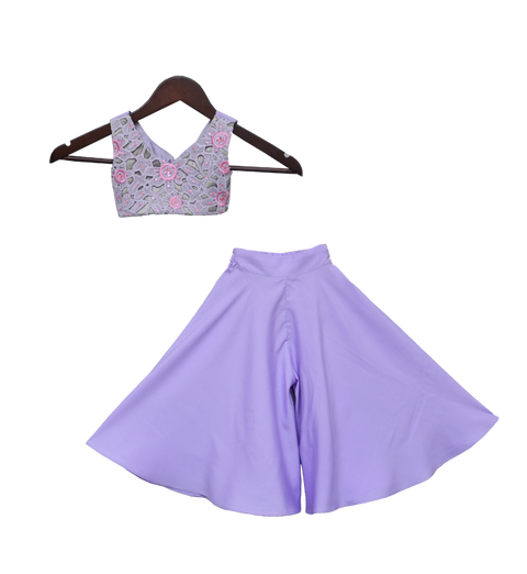 Pre-Order: Purple Embroidery Top with Plazzo