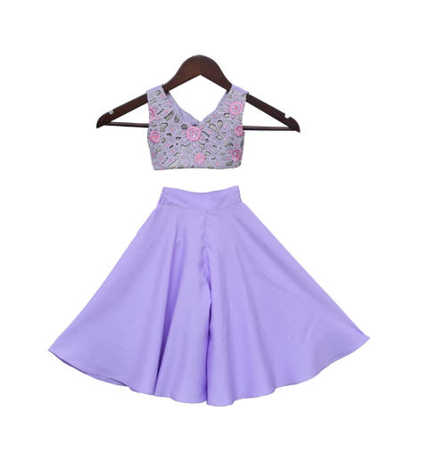 Pre-Order: Purple Embroidery Top with Plazzo