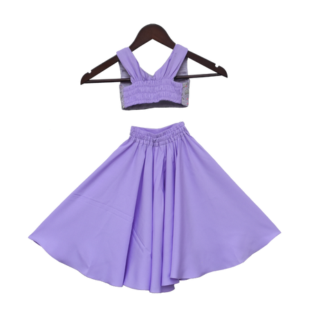 Pre-Order: Purple Embroidery Top with Plazzo