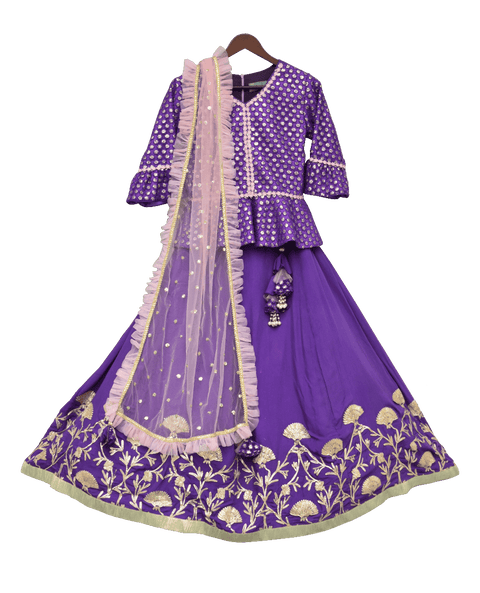 Pre-Order: Purple Peplum Choli with Lehenga