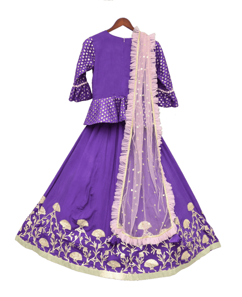 Pre-Order: Purple Peplum Choli with Lehenga