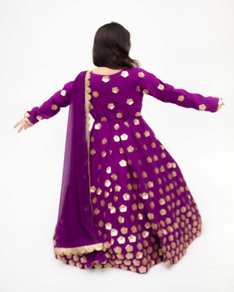Pre-Order: Purple Sequins Flowers Anarkali