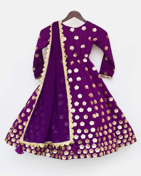 Pre-Order: Purple Sequins Flowers Anarkali