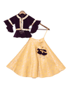 Pre-Order: Purple Velvet Peplum Choli with Yellow Brocade Lehenga