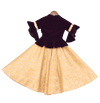 Pre-Order: Purple Velvet Peplum Choli with Yellow Brocade Lehenga