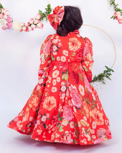 Pre-Order: Red Floral Gown