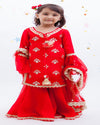 Pre-Order: Red Embroidery Kurti with Red Sharara