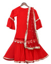 Pre-Order: Red Embroidery Kurti with Red Sharara