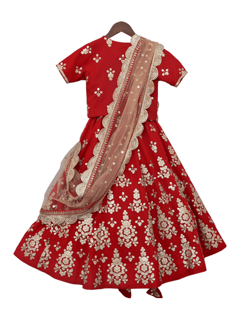 Pre-Order: Red Gota Choli with Lehenga
