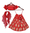 Pre-Order: Red Lycra Choli with Red Gota Lehenga