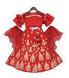Pre-Order: Red Lycra Choli with Red Gota Lehenga