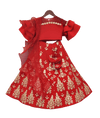Pre-Order: Red Lycra Choli with Red Gota Lehenga