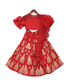 Pre-Order: Red Lycra Choli with Red Gota Lehenga