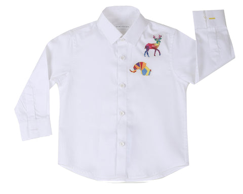 Pre-Order: Geometric Elephant and Deer Embroidered Shirt