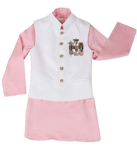 Pre-Order:  Waistcoat with Military Chest Embroidery -Kurta and Pants