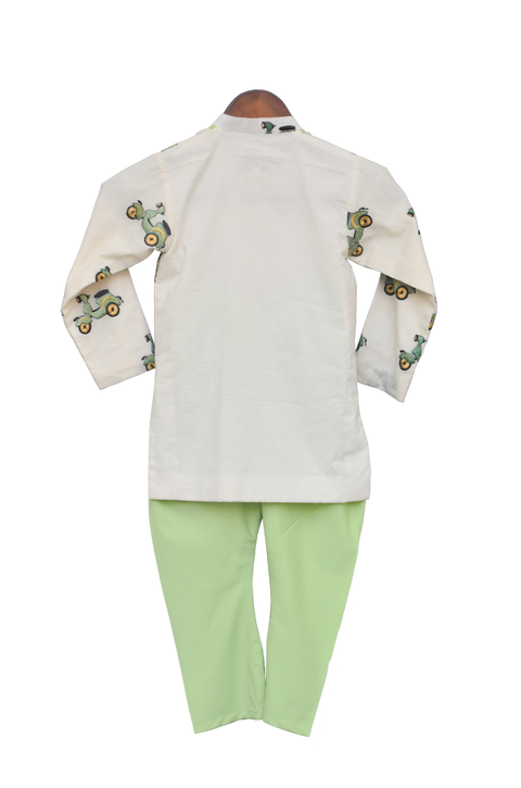 Pre-Order: Scooter Embroidery Kurta with Pista Green Churidar