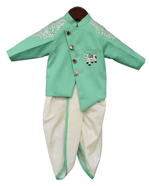 Pre-Order: Sea Green Ajkan with Dhoti