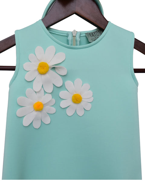 Pre-Order: Sea Green and Lemon Yellow Lycra Dress