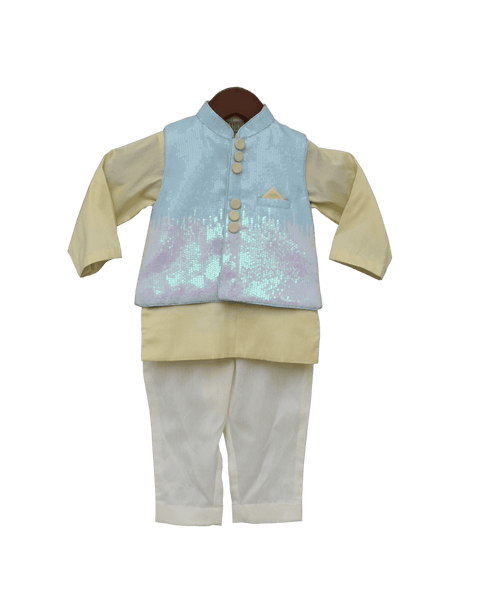 Pre-Order: Sequence Nehru Jacket with Kurta & Pant