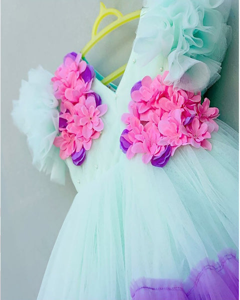 Pre-Order: Shaded Aqua Purple Ankle Length Gown