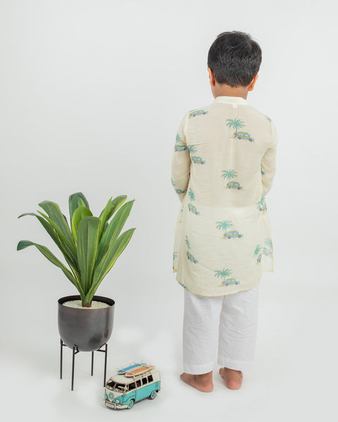 Pre-Order: Muslin Digital Print Kurta with Cotton Pajama