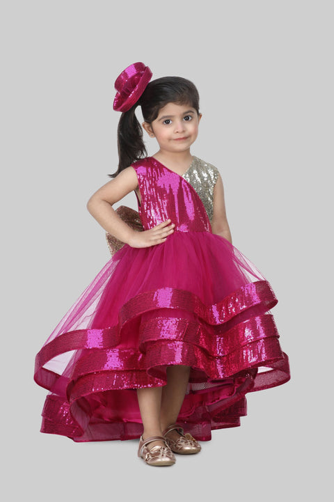 Pre-Order:  Stylish Reversible Sequin Work High Low Dress