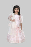 Pre-Order:Baby Pink Lace Work Top With Lehenga And Dupatta