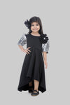 Pre-Order:Black Dress with Sequence Fabric Sleeves