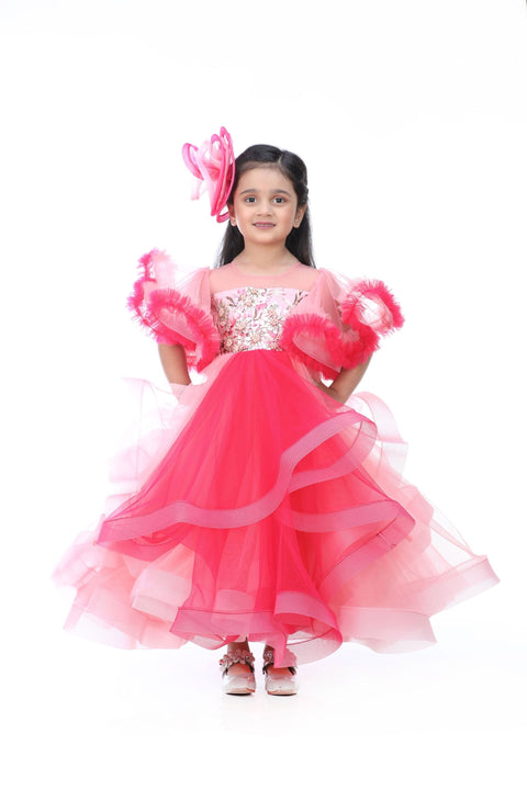 Pre-Order: Hot Pink shaded Embellished Gown