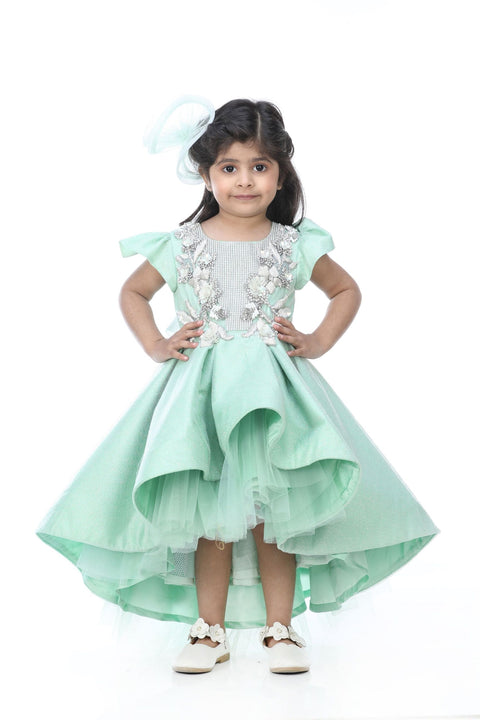 Pre-Order: Mint Green Embroidered High Low Dress