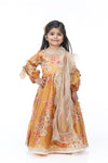 Pre-Order: Mustard printed with Embroidered Anarkali and Dupatta