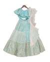 Pre-Order: Sky Blue Sequence Top with Lehenga