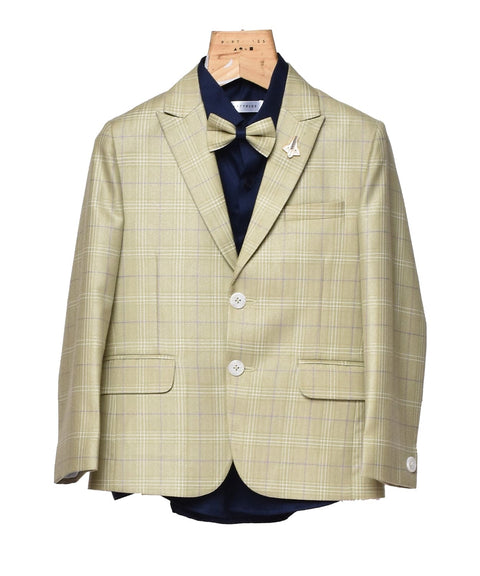 Pre-Order:  Pastel Green Check Suit with Blue Shirt