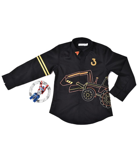 Pre-Order: Black Shirt with Tractor Embroidery