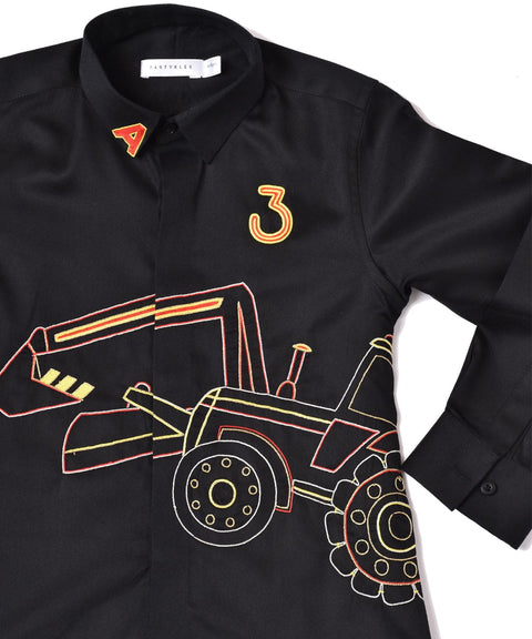 Pre-Order: Black Shirt with Tractor Embroidery