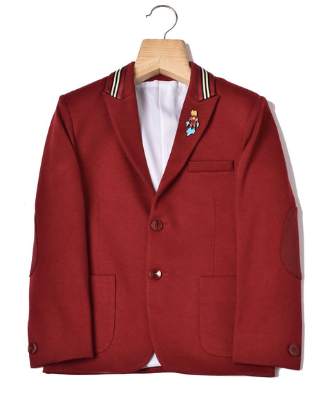 Pre-Order: Red Blazer with Tape detailing on Collar and Self Elbow Patch