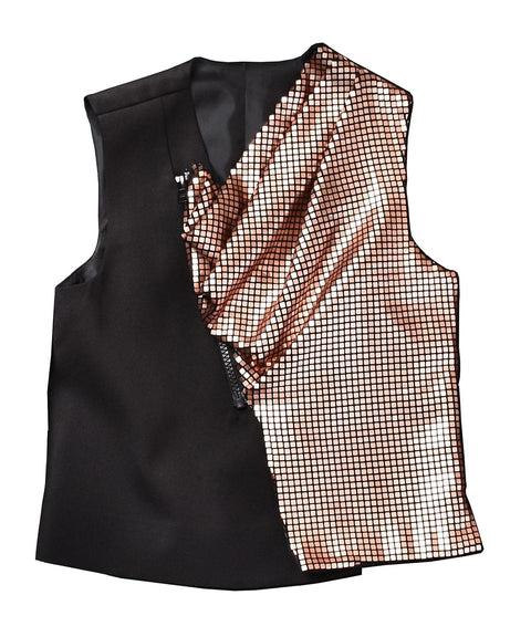 Pre-Order: Black Kurta with Sequence Fabric Comb Waistcoat