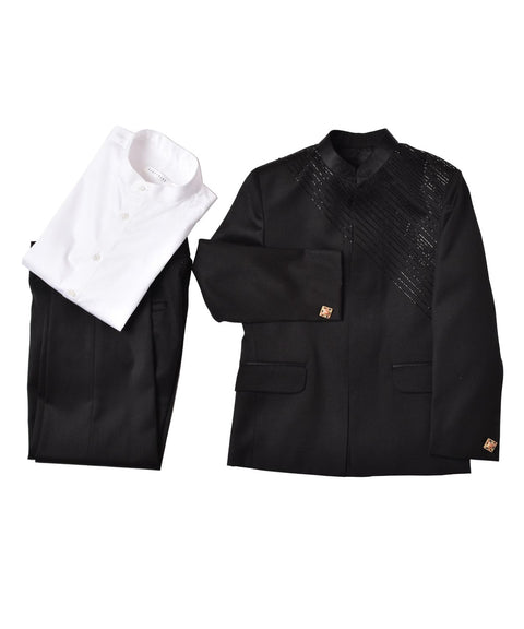 Pre-Order:  Black Jodhpuri Set with Cutdana Embroidery