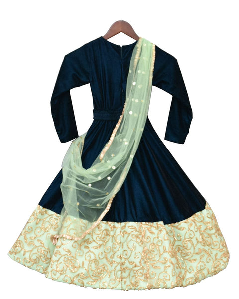 Pre-Order: Teal Blue Velvet Anarkali