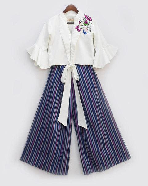 Pre-Order: Tie Knote Top with Blue Stripes Pant