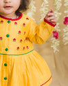 Pre-Order: Baby Girl Silk Buta Angrakha Set - Yellow